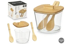 Zuccheriera doppia con tappo in bamboo